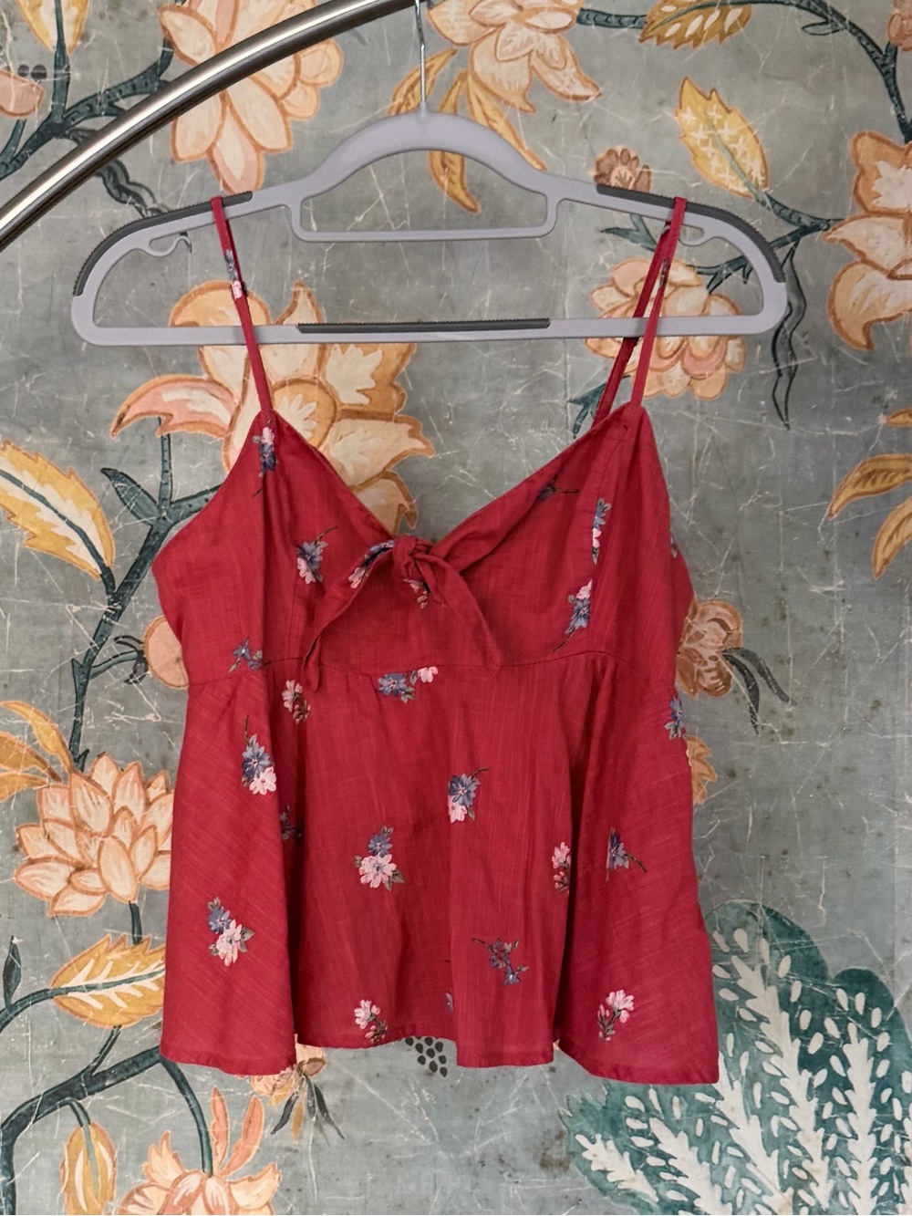 Abercrombie & Fitch Floral Tie Front Smocked Babydoll Cami Top S